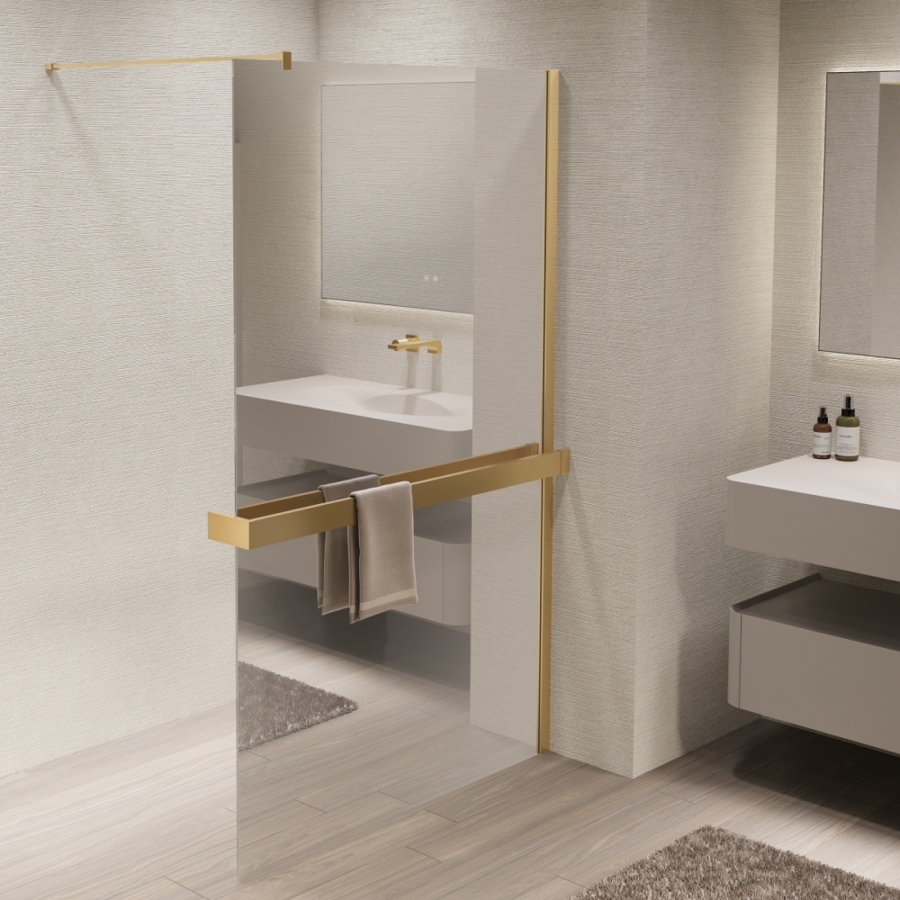 Душевая перегородка Vincea Walk-In Золото матовое / Зеркальное